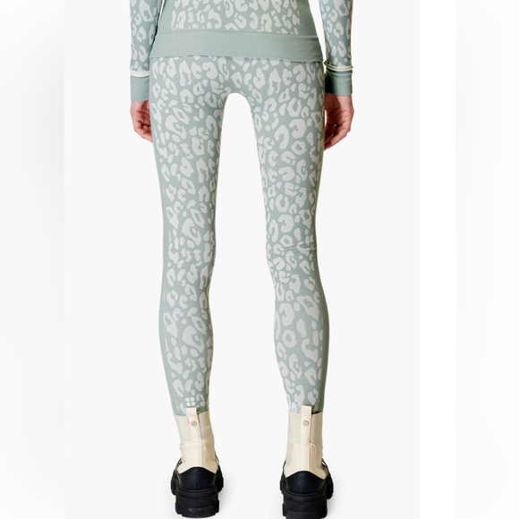 SWEATY BETTY Leopard Jacquard Base Layer Leggings NWT Small S Blue Leopard Paint - Picture 4 of 10